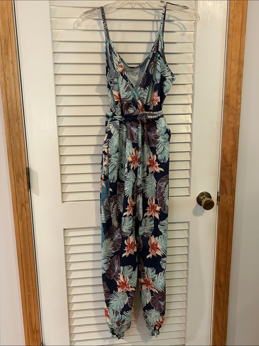 Woman Floral Tropical Navy One-Piece Jumpsuit